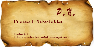 Preiszl Nikoletta névjegykártya